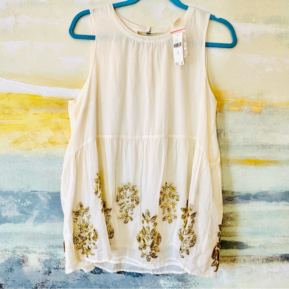 NWT Anthro Maeve Simona Sequined Babydoll Top M